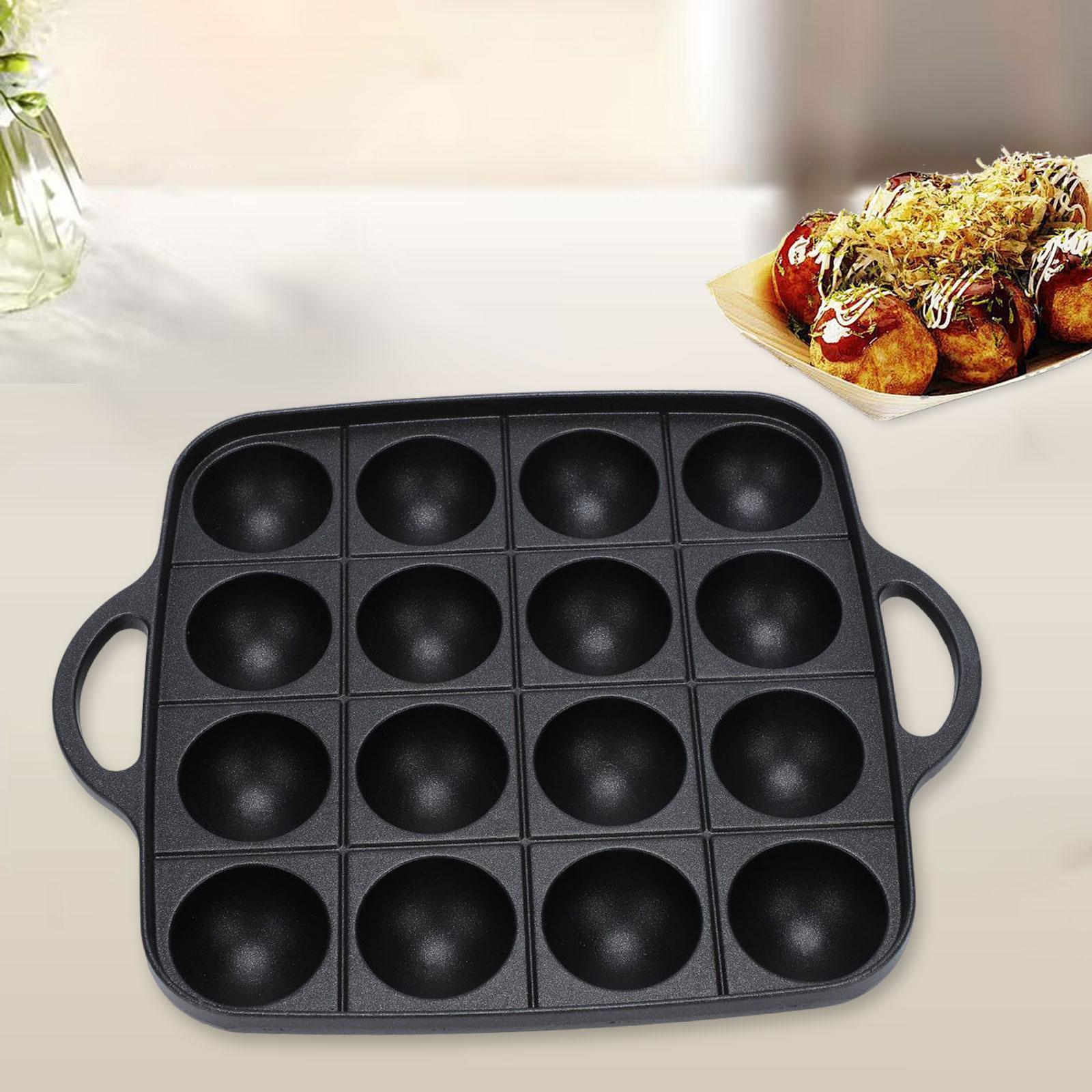 Camping Cooking Cast Iron - 타코야키 그릴 팬 16 캐비티 청소가