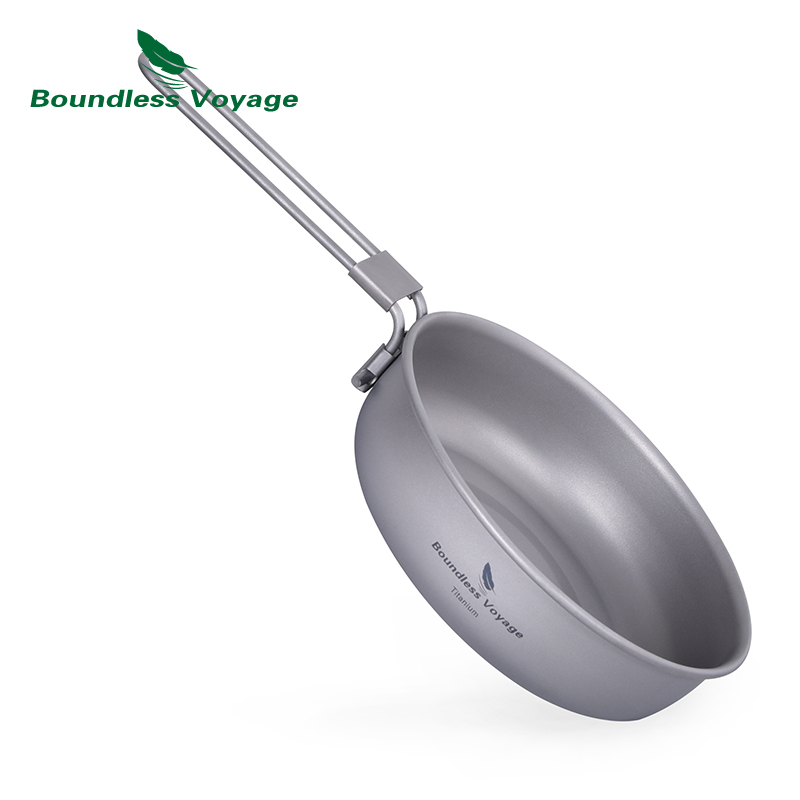Camping Cooking Wok - 무한 항해 접이식 손잡이가있는 초경량 티타늄