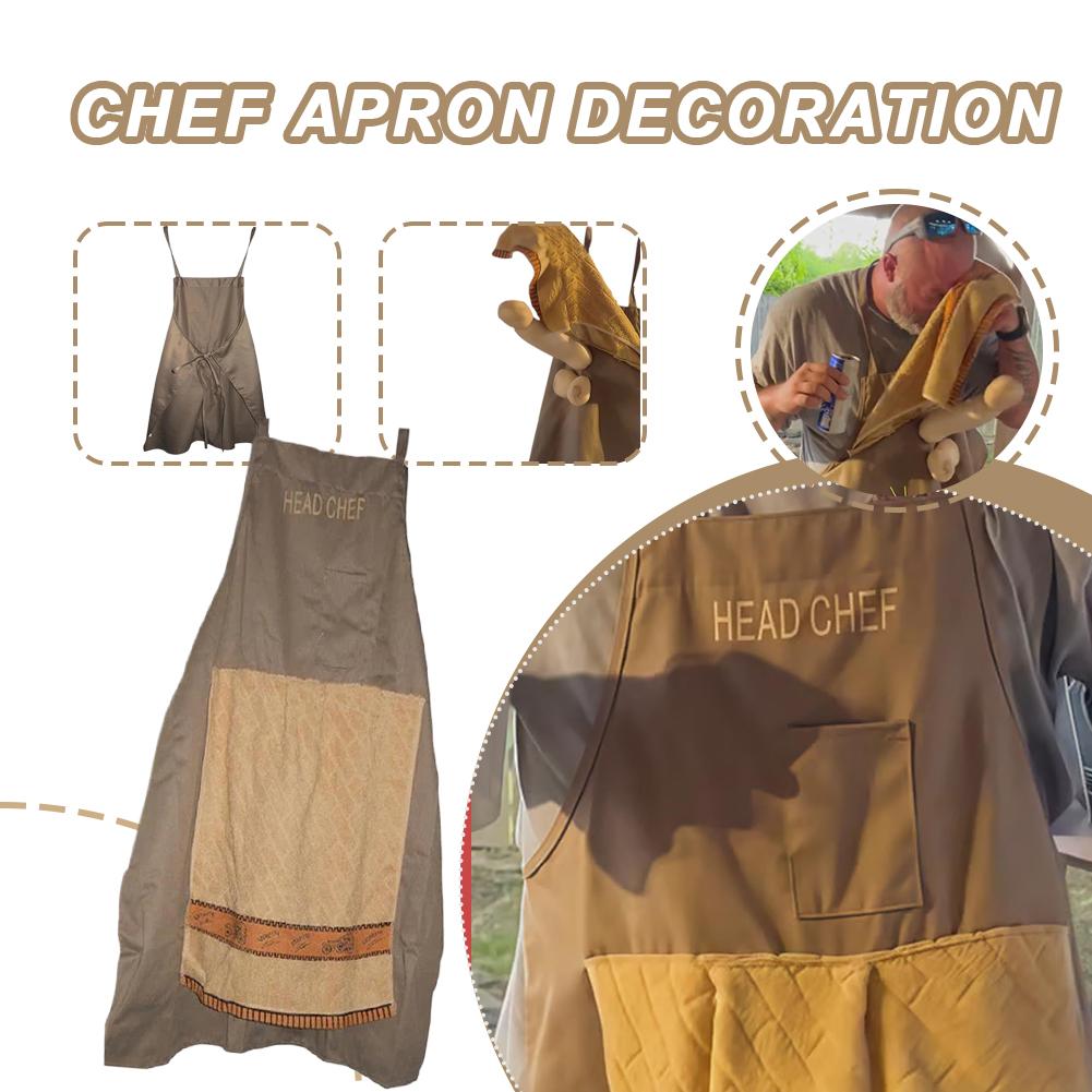 Camping Cooking Apron - 포켓 셰프가 있는 창의적인 장난용 앞치마,
