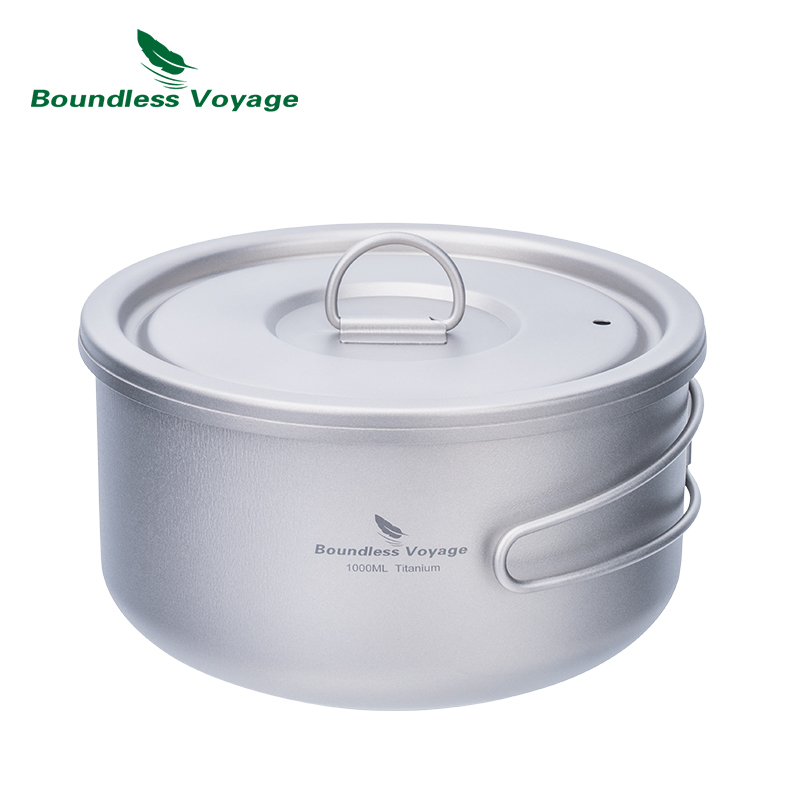 Camping Cooking Accessories - Boundless Voyage 티타늄 캠핑 냄비, 뚜껑이