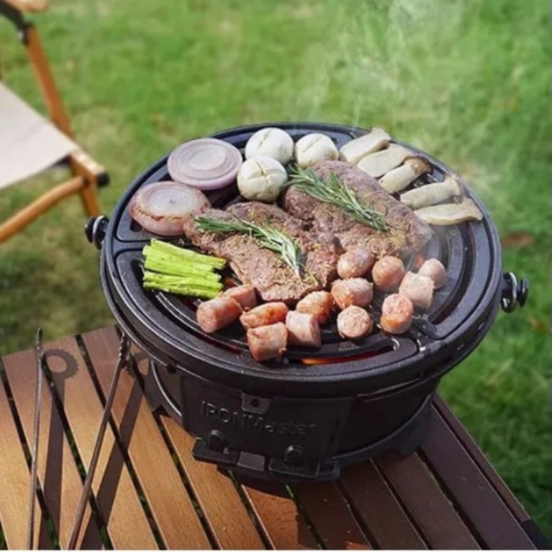 Camping Cooking Cast Iron - 원형 숯불 그릴, 식품 안전 주철