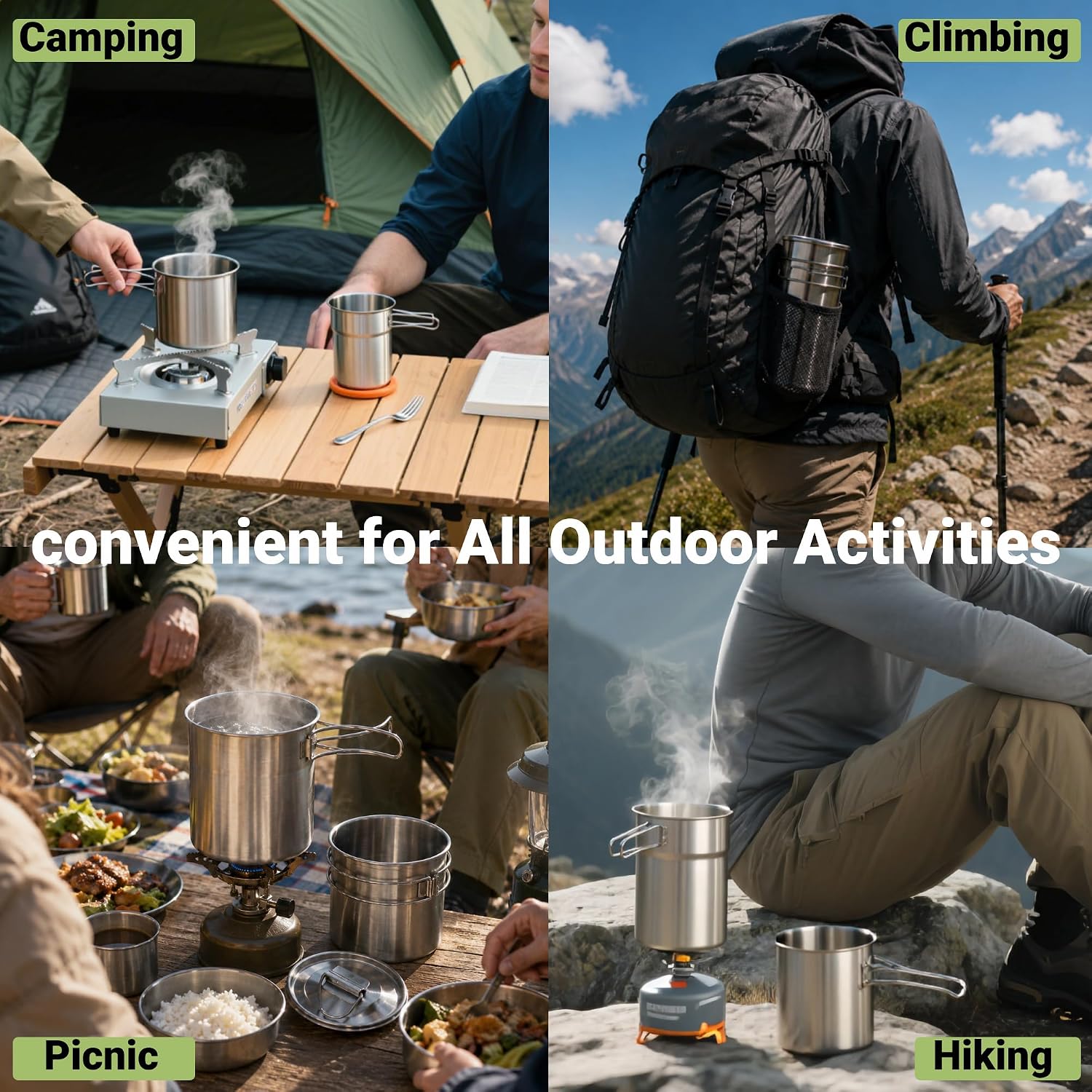 접이식 캠핑컵 머그컵 캠핑 냄비 조리기구 304 식품  - Camping Cooking Rice 리뷰 및 가격