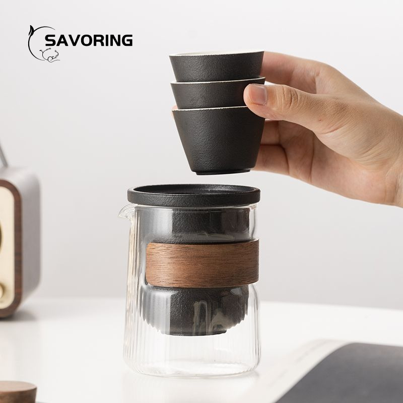 간단한 중국 도자기 차 세트 1포트 3컵 가방 포함 여 - Camping Cooking Accessories 리뷰 및 가격
