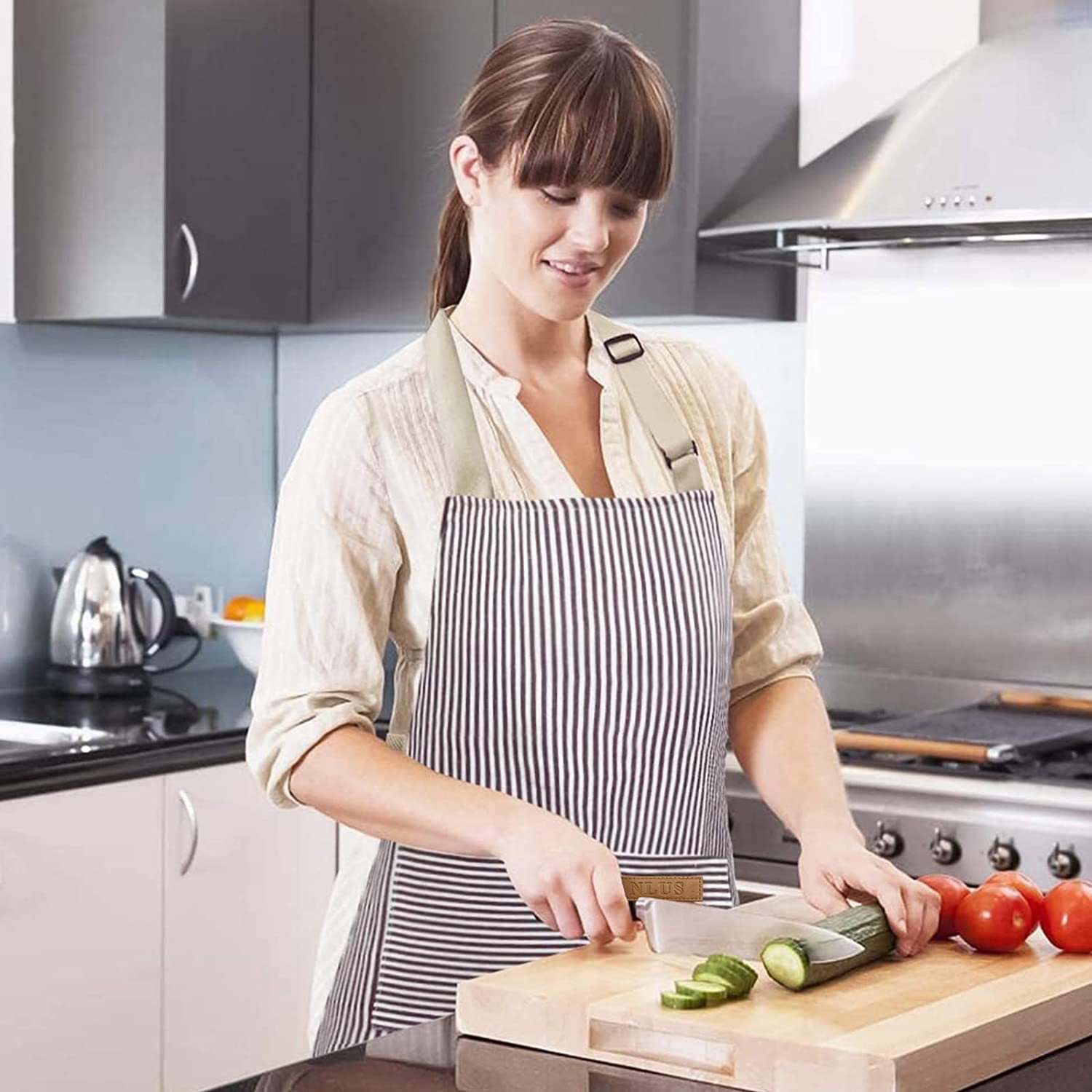 검정색 흰색 줄무늬 주방 앞치마 남성 여성을위한 2 개 - Camping Cooking Apron 리뷰 및 가격