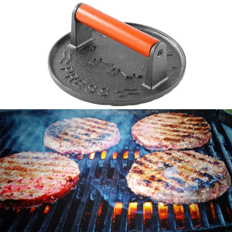 D0AD 헤비 듀티 주철 버거 프레스 인체 공학적 목재 - Camping Cooking Cast Iron 리뷰 및 가격