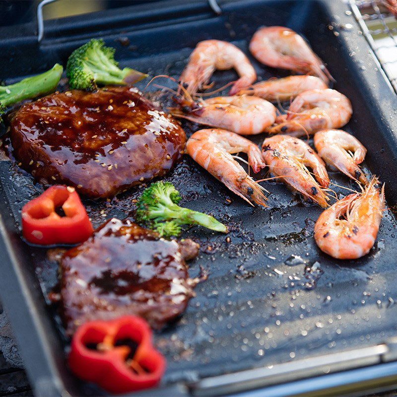 야외용 두꺼운 사각 그릴 팬, 손잡이 두 개, 휴대용  - Camping Cooking Wok 리뷰 및 가격
