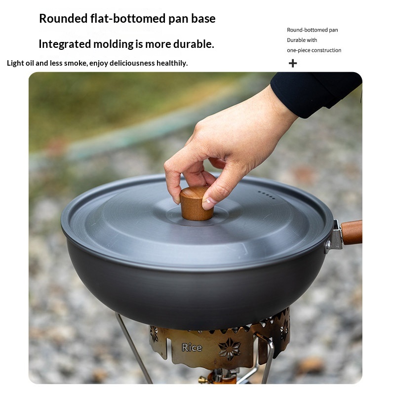 분리 가능한 단단한 나무 손잡이가 있는 야외용 알루미늄 - Camping Cooking Wok 리뷰 및 가격