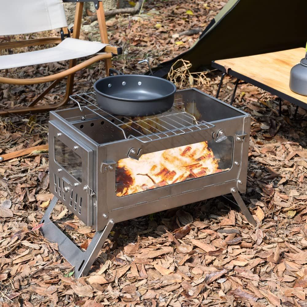 스테인리스 스틸 휴대용 텐트 스토브 접이식 측면 유리  - Camping Cooking Cast Iron 리뷰 및 가격